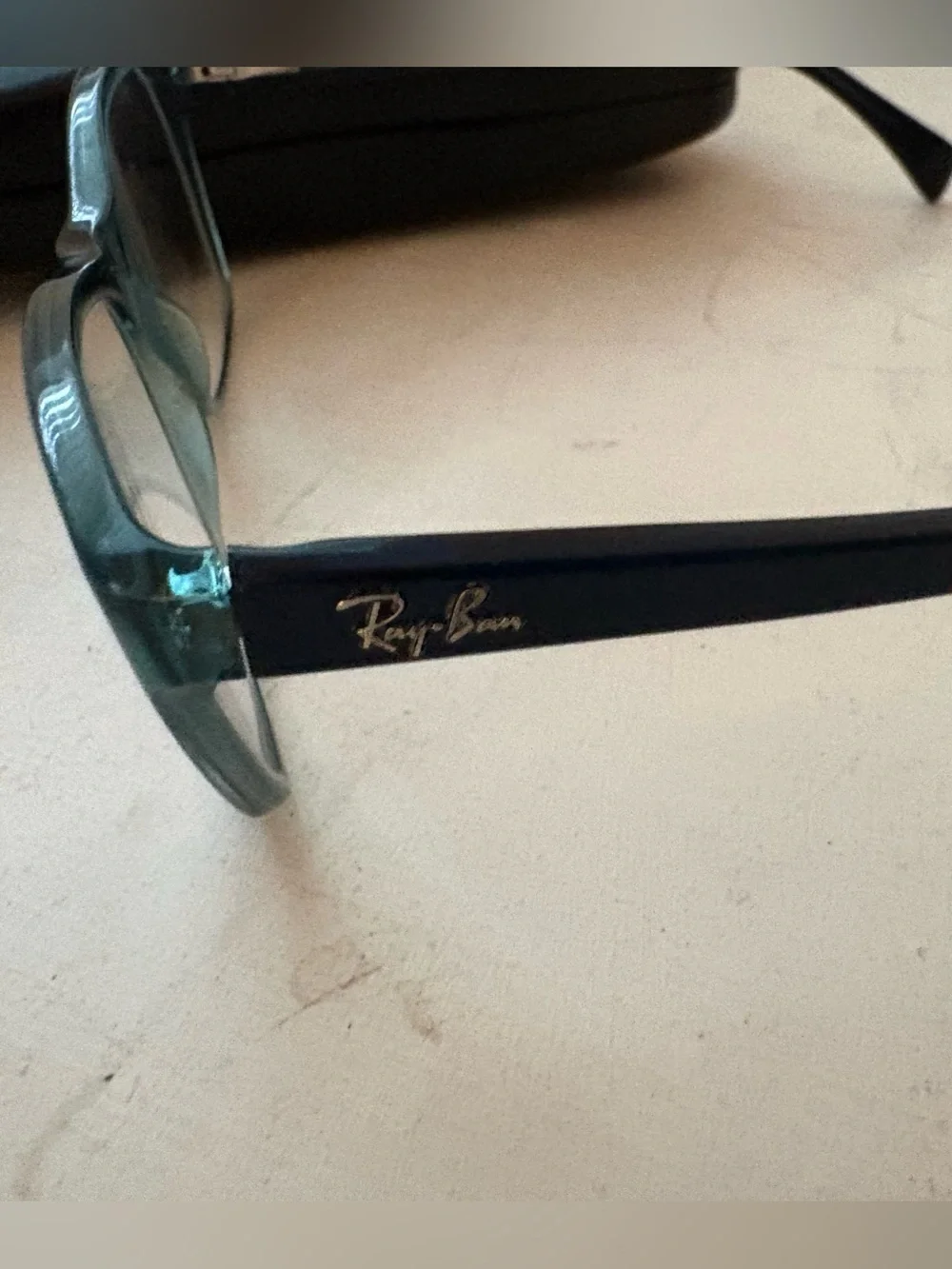 Ray-Ban Black Case with Green-Tinted Frame Glasses